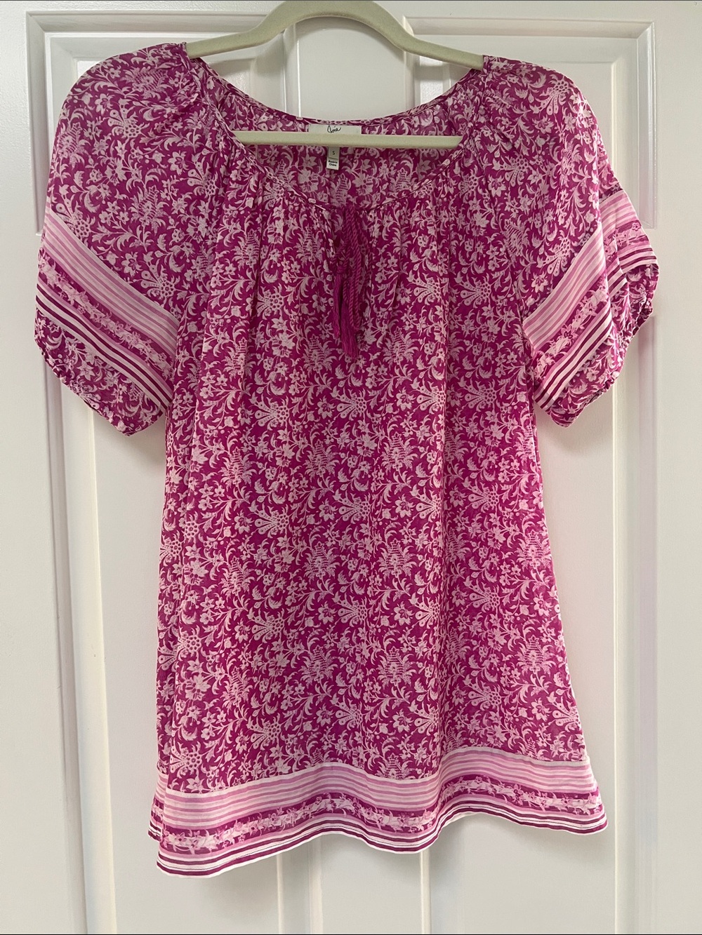 Joie Fuchsia Floral Print Peasant Tunic